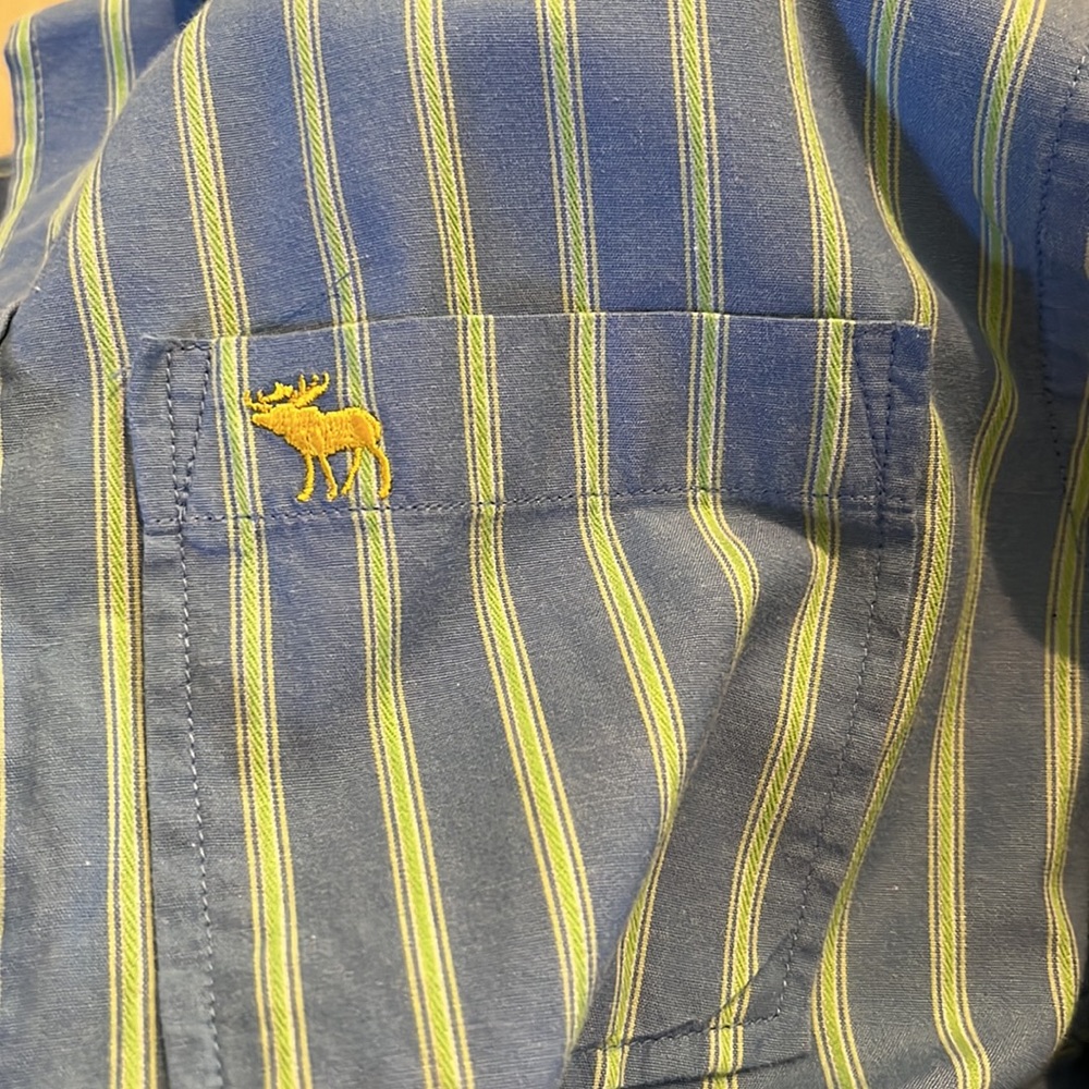 ABERCROMBIE boys medium dress shirt blue/green - Picture 7 of 7
